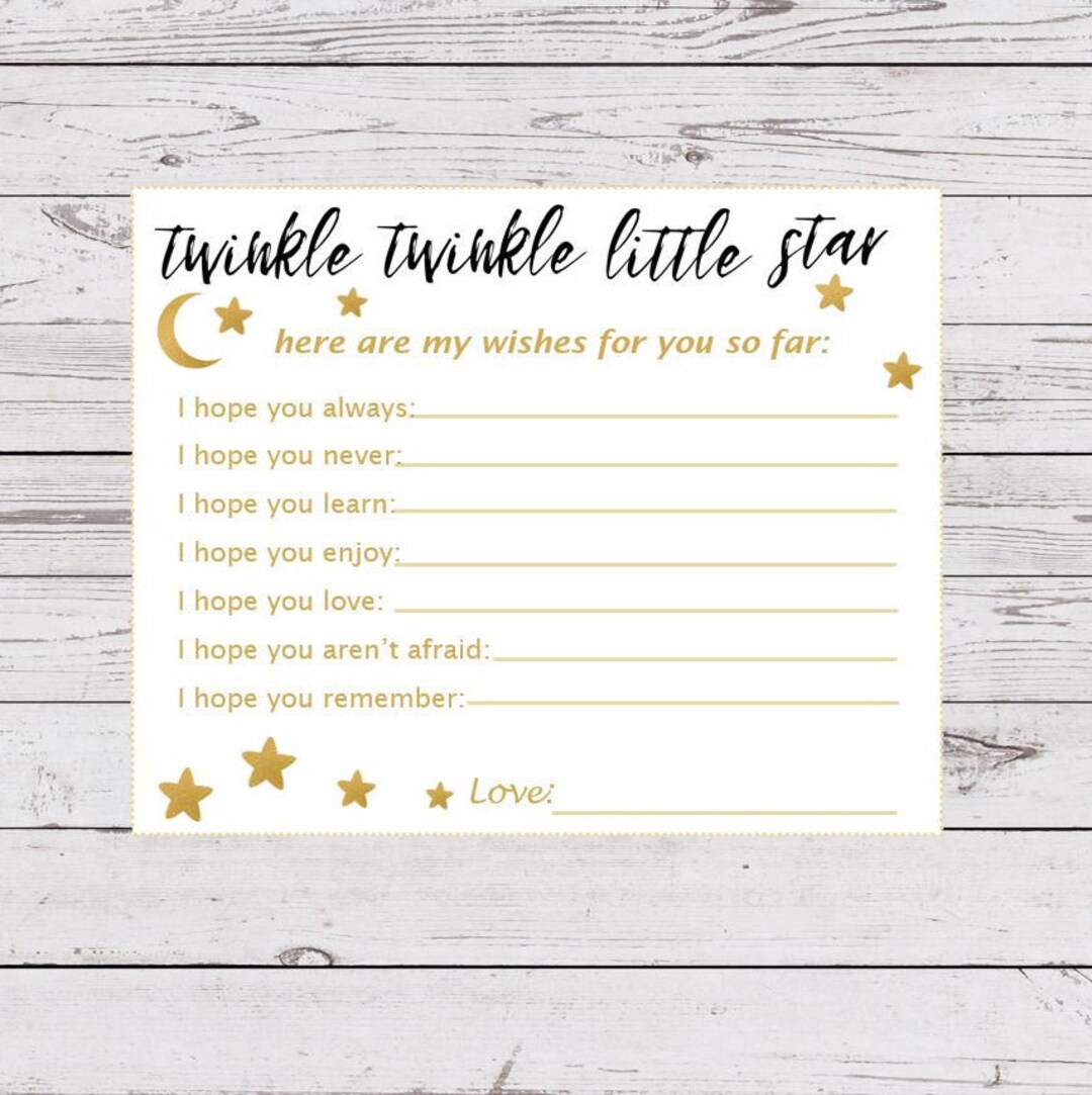 Wishes for Baby Printable Cards, Twinkle Twinkle Little Star Baby ...