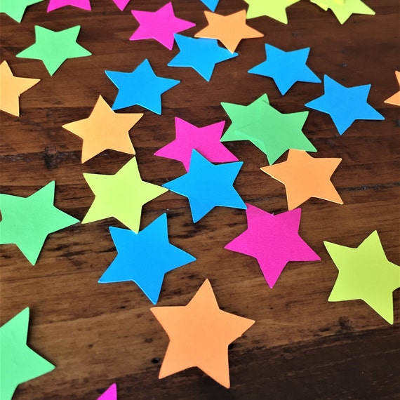 Neon Star Confetti 1 Inch Neon Themed Party Decor Kids Etsy