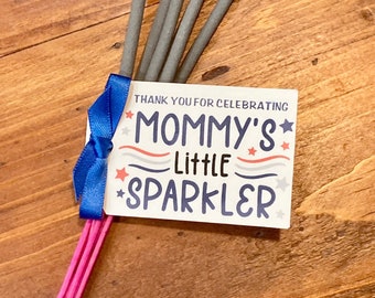 Thank You For Celebrating Mommy's Little Sparkler Tags, 4th of July Baby Shower Favor Tags, Summer Baby Shower Favor Tags, TAGS ONLY