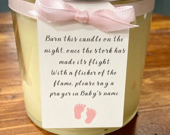 Candle Baby Shower Favor Tags (1.6" Wide), Burn This Candle in Baby's Name Tags, Listing for Tags Only