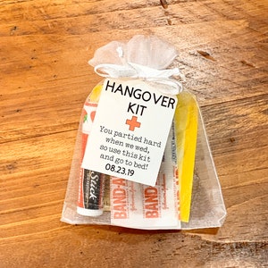 Hangover Kit Tags + Bags, You Partied Hard When We Wed Tag, Custom Hangover Kit Favor Tags, Survival Kit Tags, Wedding Favor Tags