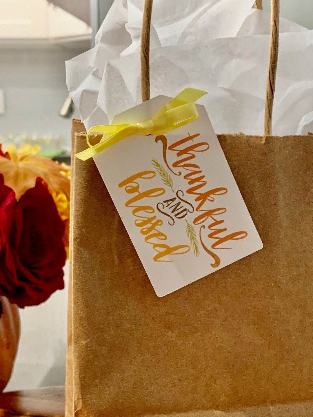 Friendsgiving Favor Tags, Thankful and Blessed Tags, Thanksgiving Place ...