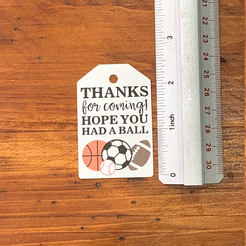 Sports themed birthday party favor tags