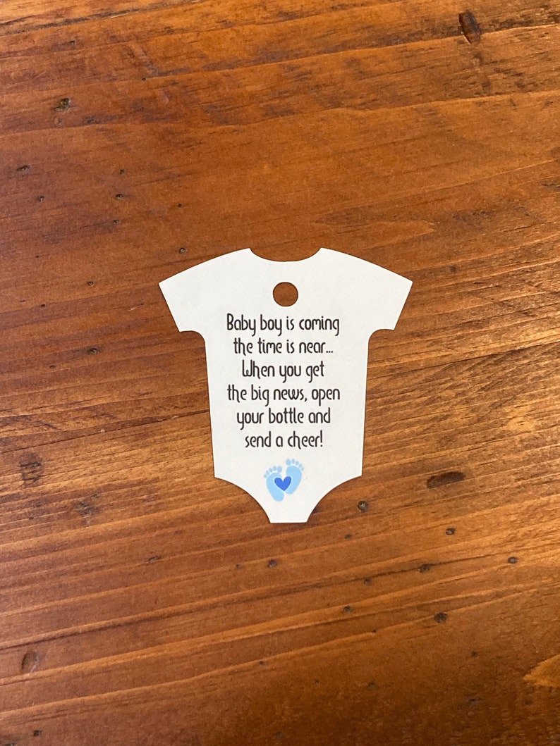 When the Time is Near, Open Your Bottle and Send a Cheer Tags, Wine Bottle Baby Shower Tags 2.5 Wide, Champagne Bottle Baby Shower Tags image 4