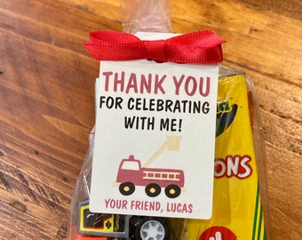 Fire Truck Birthday Party Favor Tags, Birthday Thank You Tags, Fire Truck Theme Favor Tags, TAGS ONLY