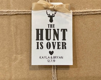 The Hunt is Over Tags, Hunting Themed Bridal Shower Favor Tags, Hunting Themed Wedding Favor Tags, Listing for TAGS ONLY