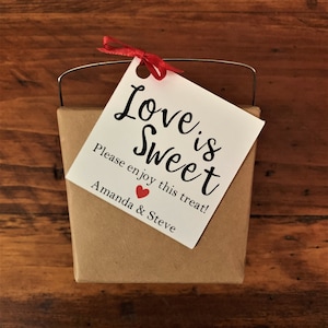 Love is Sweet Tags (2&quot; wide), Wedding Favor Tags, Bridal Shower Favor Tags, Cookie Favor Tags,  Love is Sweet Please Enjoy This Treat