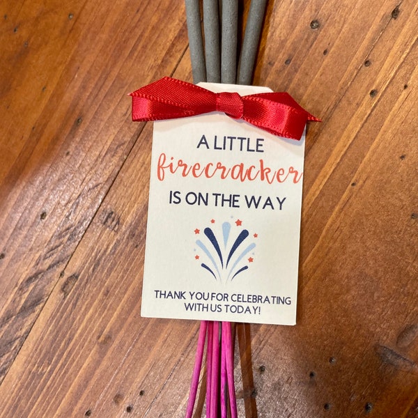 A Little Firecracker is on the Way Tags, 4th of July Baby Shower Favor Tags, Summer Baby Shower Favor Tags, Listing for Tags Only