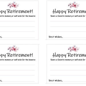 Share a Memory Printable Cards, Retirement Party Memory Cards, Retirement Well Wishes Download, Retirement Party Ideas, INSTANT DOWNLOAD image 2