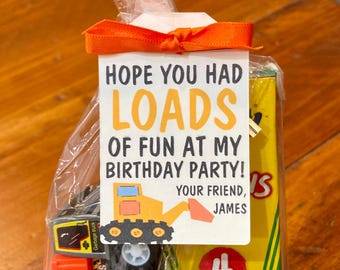 Construction Birthday Party Favor Tags, Hope You Had Loads of Fun at My Birthday Tags Party, Construction Theme Favor Tags, TAGS ONLY