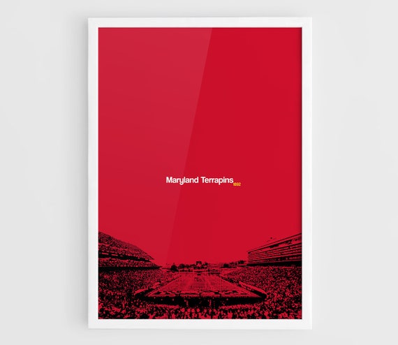 Maryland Terrapins Maryland Stadium University Of Maryland City Of College Park Minimalist Wall Art Print Poster College Football Stadium