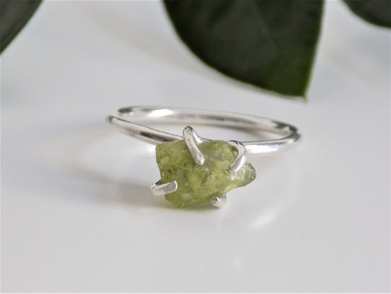 raw peridot ring