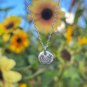 Sunflower silver necklace Dainty necklace, recycled sterling silver necklace, nature jewellery, eco-friendly, sustainable silver image 6