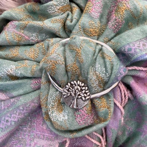 Tree of Life Scarf Ring, traditional pewter finish, designed and handmade in the UK image 2