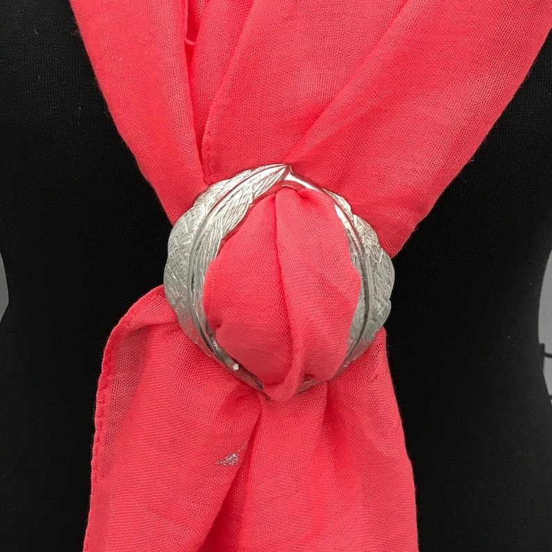 Feather Scarf Ring, pewter, bright finish, designed and handmade in the UK image 4