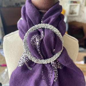 Forget Me Not Scarf Ring: Bright Pewter Finish, Handmade in UK