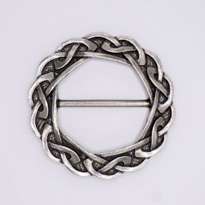 Celtic Scarf Ring, traditional pewter finish, designed and handmade in the UK