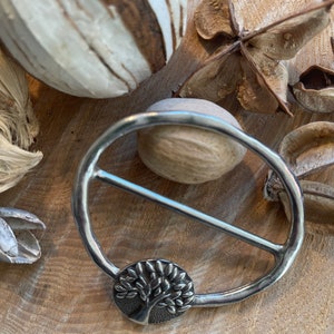Tree of Life Scarf Ring, traditional pewter finish, designed and handmade in the UK image 3