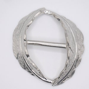 Feather Scarf Ring, pewter, bright finish, designed and handmade in the UK image 1