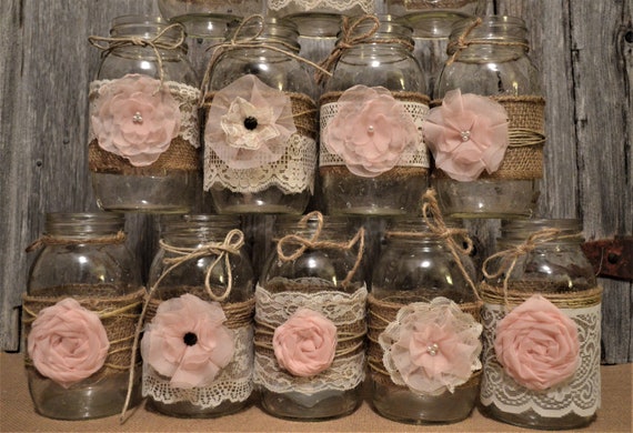 mason jar centerpieces for girl baby shower