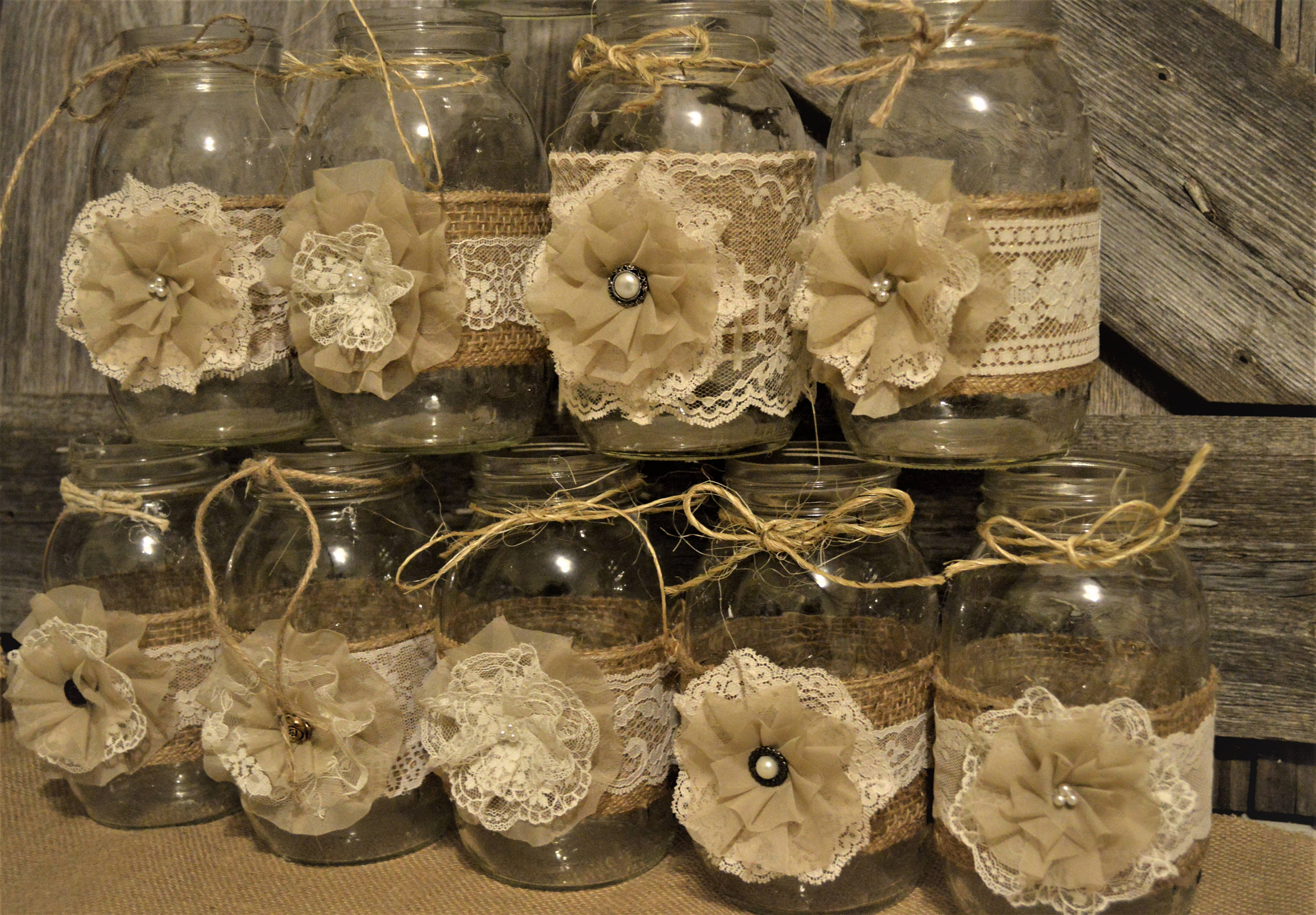 Mason Jar Burlap Rustic Wedding Burlap Mason Jar Sleeves Etsy