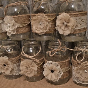 Set Of 10 Mason Jar Sleeves Burlap Wedding Decorations Etsy