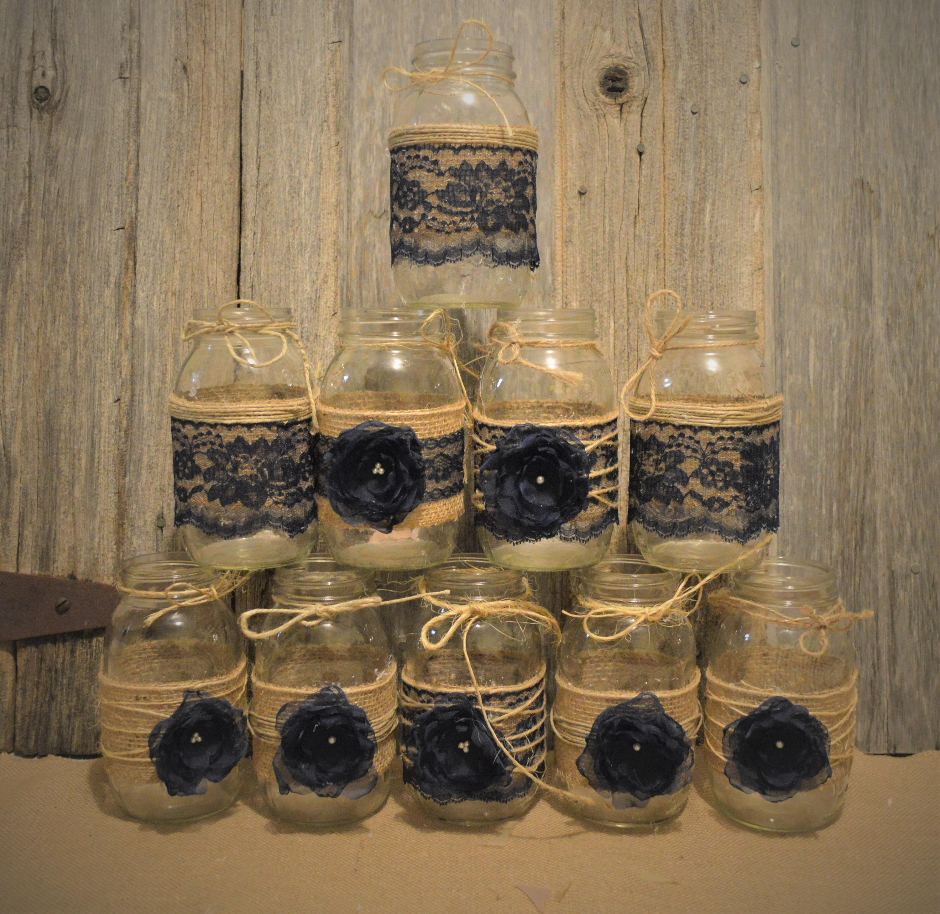 Burlap Mason Jars Rustic Wedding Decorations Bridal Shower Etsy