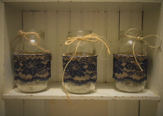 Bridal Shower Decorations Wedding Centerpieces Burlap Mason Etsy