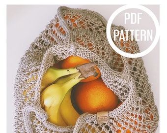 PDF Knit Pattern - Market Bag - Instant Download - Produce Bag, Farmer’s Market, Reusable, Tote, Zero Waste & Eco-friendly