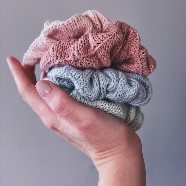 Handmade Cotton Knit Scrunchie - Pastels