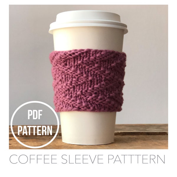PDF Knit Pattern - Knit Coffee Sleeve- Instant Download - Beverage Holder, Tea Cozy, Drink Cosy