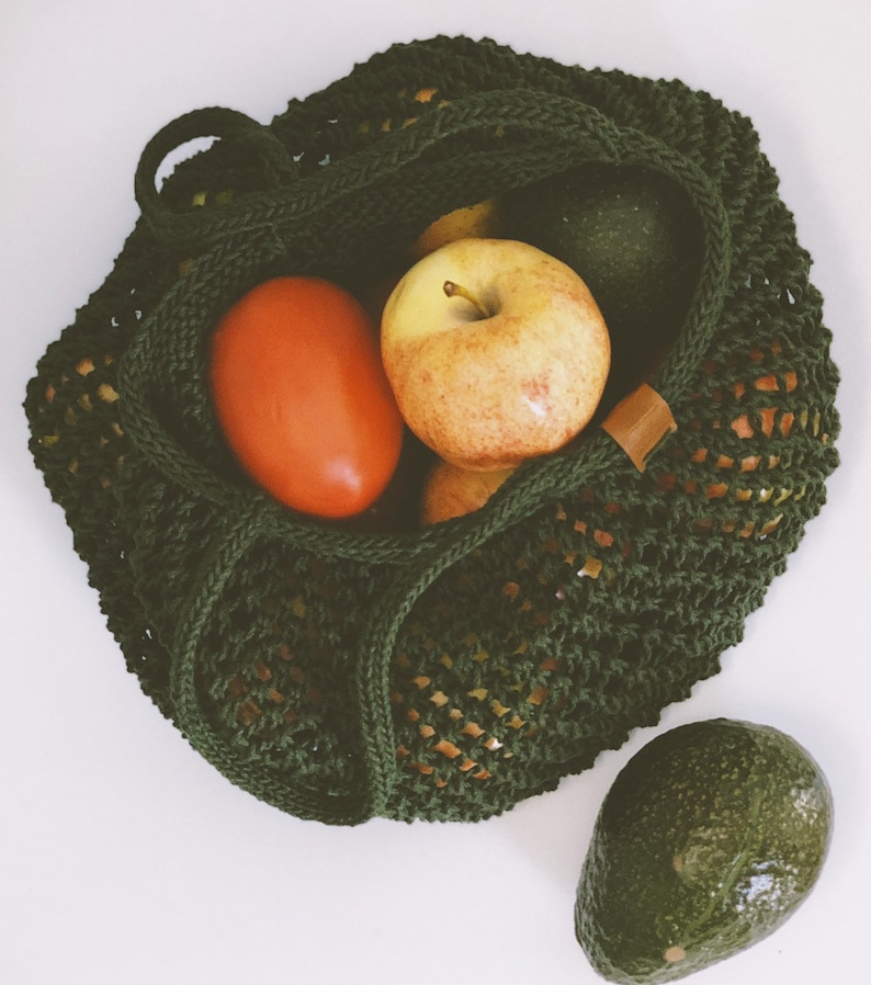 Handmade Cotton Market Bag Farmer\u2019s Market Reusable /& Eco-friendly Green Produce Bag