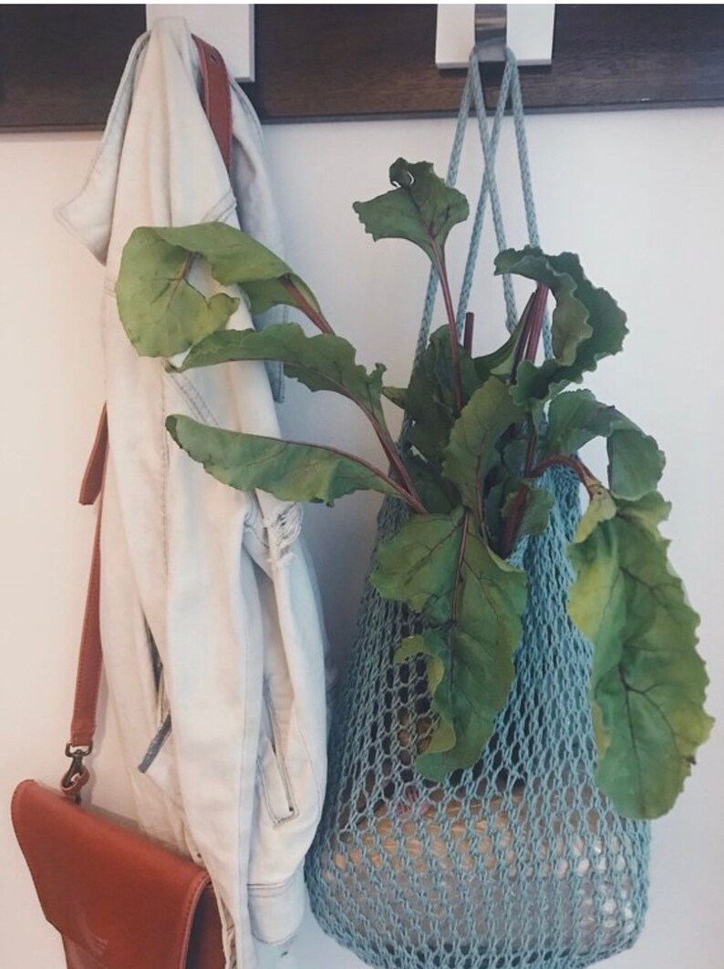 Handmade Cotton Market Bag Farmer\u2019s Market Reusable /& Eco-friendly Green Produce Bag