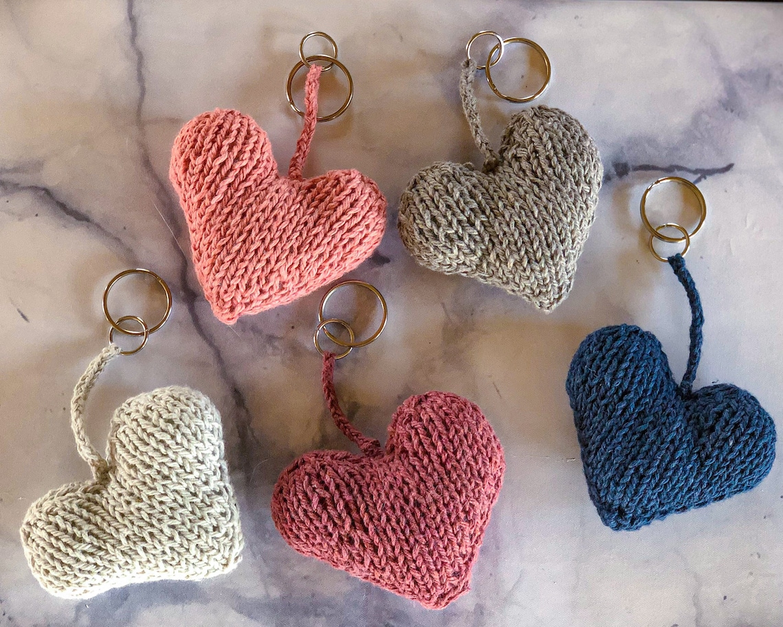 Handmade Knit Heart Keychain Zipperpull Etsy