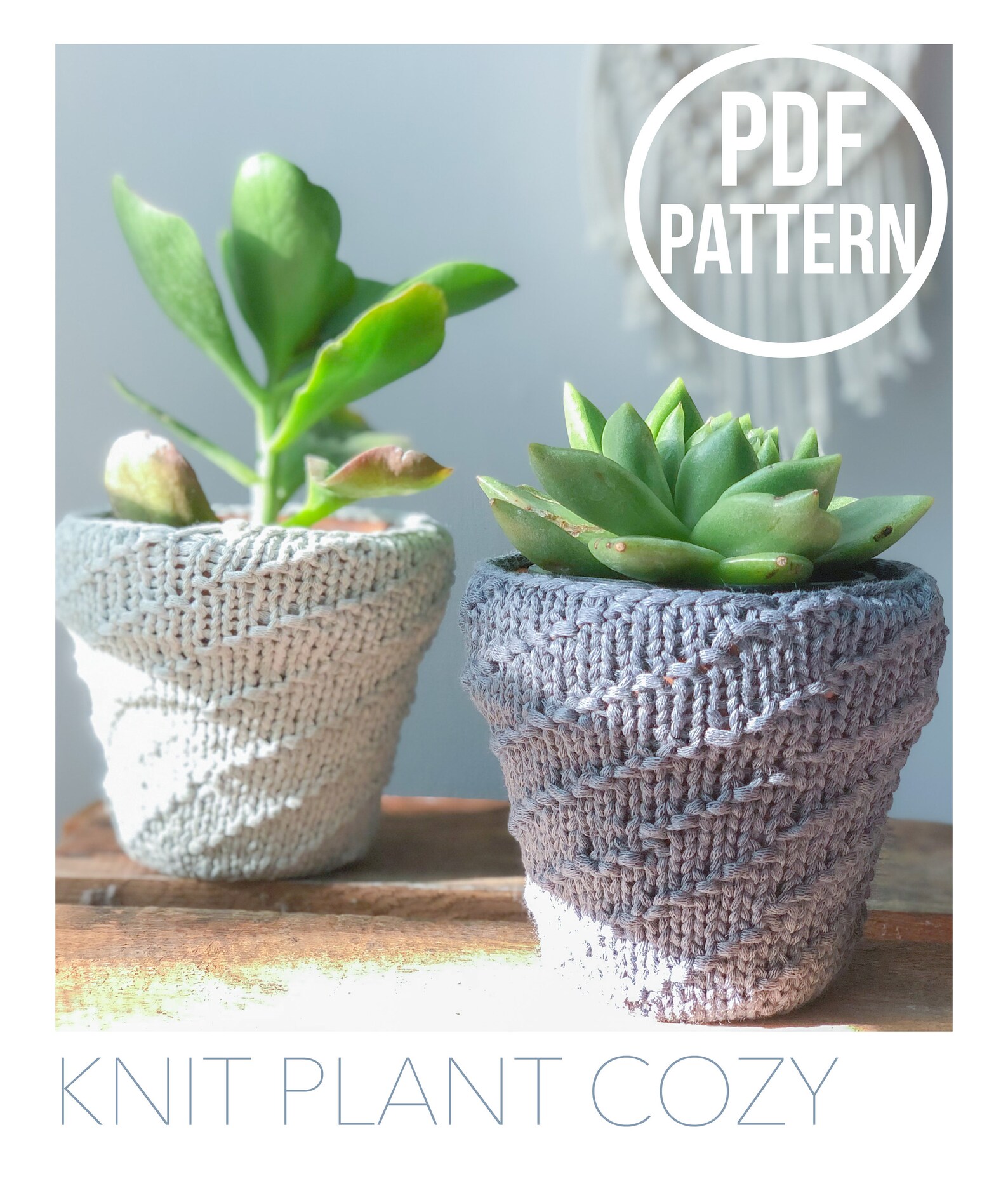 PDF Knit Pattern Plant Pot Cozy Instant Download Etsy