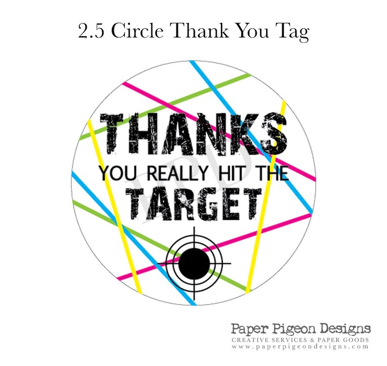 Neon Laser Tag Printable Thank You Tags Or Stickers Digital Etsy