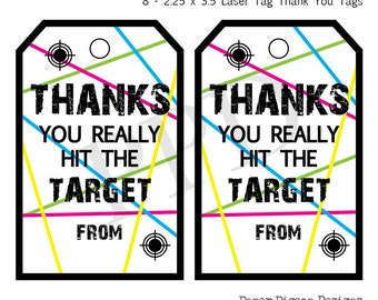 Laser Tag Party, Instant Download Tags, Laser Tag Printable, Digital File, Printable File, Birthday Thank You Favor Tags, Party Favor Tags