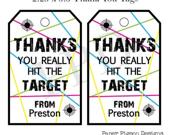 Printable Thank You Tags Neon Laser Tag, Digital File, Printable File, Laser Tag Neon Birthday Thank You Personalized Tags, Party Favor Tags