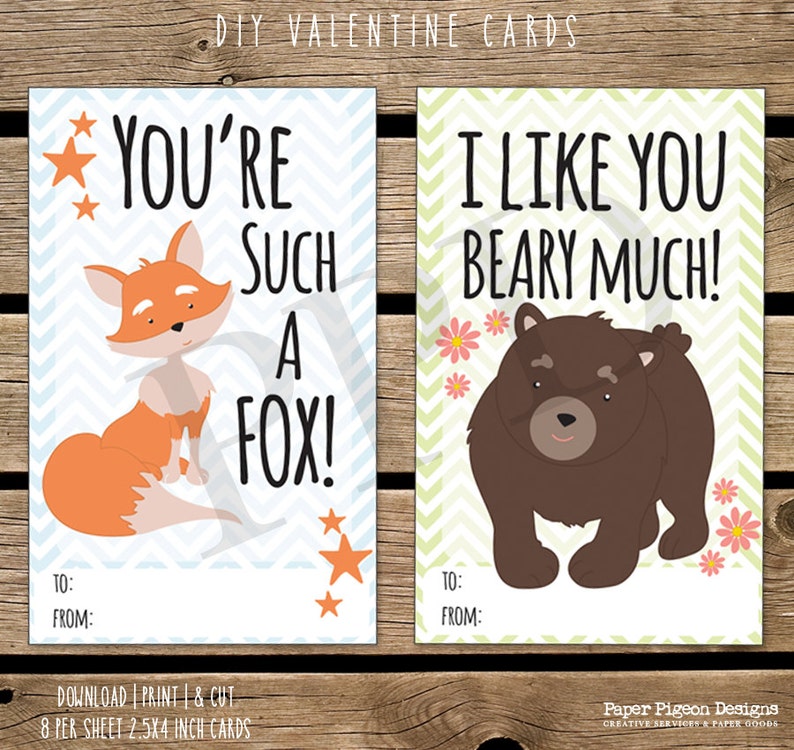 Printable Valentine Cards DIY Children Valentine Cards - Etsy