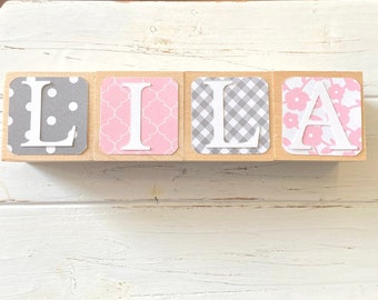 Personalized Wooden Name Baby Blocks - Letter Blocks - Baby Shower Decor - Nursery Room Decor - Newborn Photography