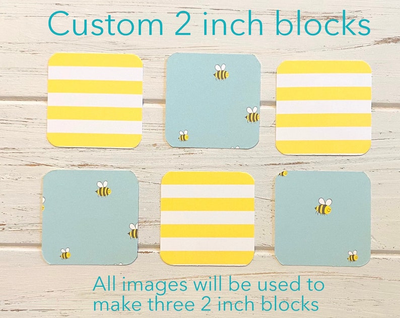 Bumble Bee Baby Shower Baby Blocks What Will It Bee Theme Nursery Room Decor Shower Centerpieces Made To Order 2 Inch Blocks