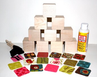 Bird - Nature Theme - DIY Baby Shower Craft - Childrens Wooden Baby Blocks - 2 Inch