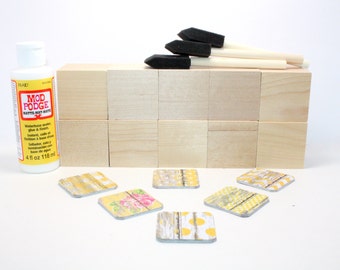 Yellow Nursery - DIY Block Kit - Baby Shower Activity - Wooden Baby Blocks - Country Chic - Shabby Chic - 2 Inch Blocks