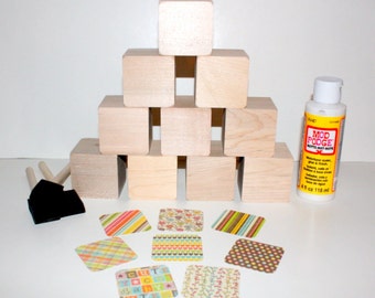 DIY Baby Shower Craft - Baby Girl Nursery - Baby Shower Decor - Children's Wooden Blocks - 2 Inch