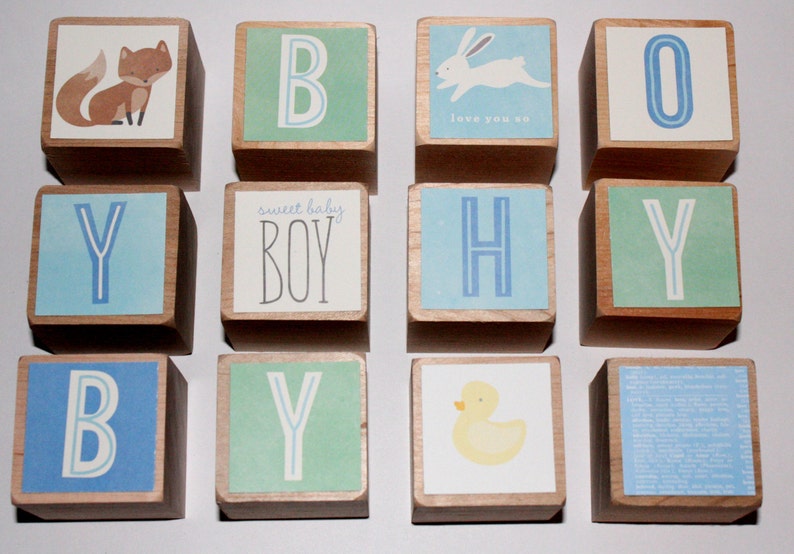 DIY Baby Shower Craft Wooden Baby Blocks Baby Boy Shabby Etsy