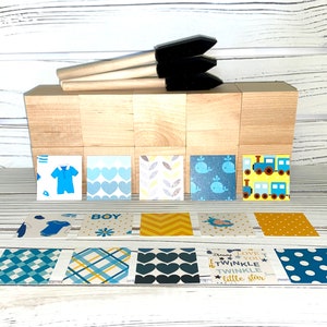 Baby Shower Activity - DIY Baby Blocks - Wooden Blocks - Baby Boy -  Table Centerpieces - 2 Inch