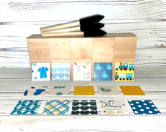 Baby Shower Activity - DIY Baby Blocks - Wooden Blocks - Baby Boy -  Table Centerpieces - 2 Inch