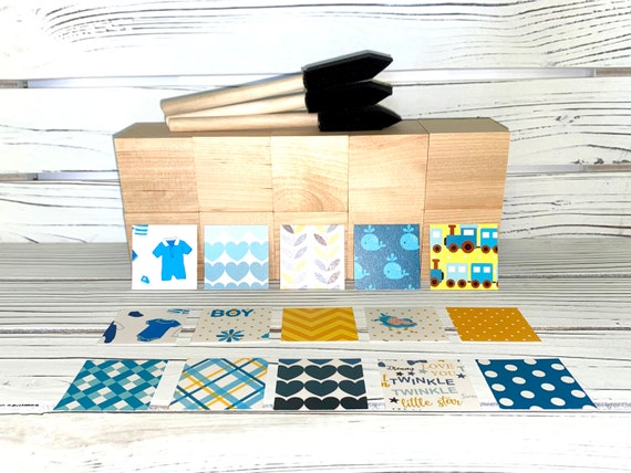 Baby Shower Activity - DIY Baby Blocks - Wooden Blocks - Baby Boy - Table  Centerpieces - 2 Inch