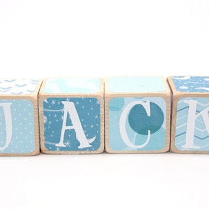 Baby Name Blocks - Wood Blocks - Personalized Blocks - Baby Boy Nursery - Blue - Baby Shower Display - 2 Inch