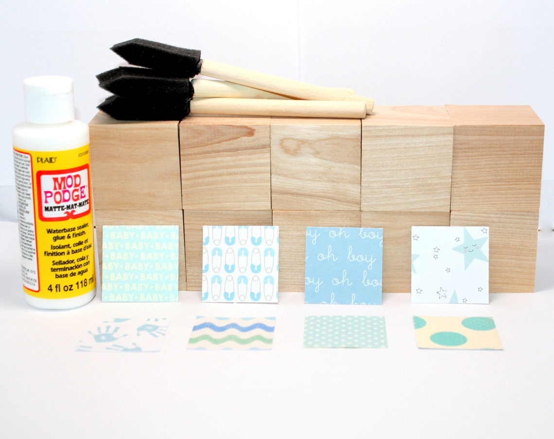 Wooden Baby Blocks Baby Shower Craft Baby Boy Shower Etsy